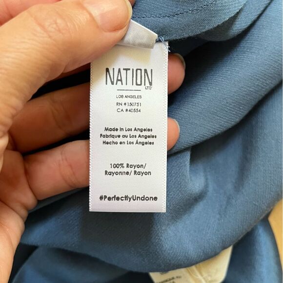 Nation LTD Satin Mabel Bias Midi Skirt in Atlantic Blue XS NWOT - Picture 8 of 9